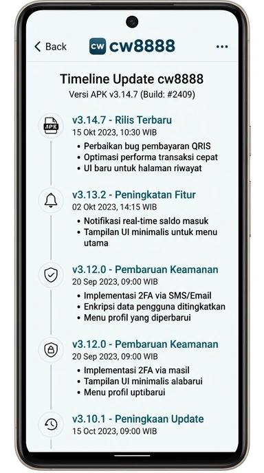 Tampilan riwayat versi cw8888